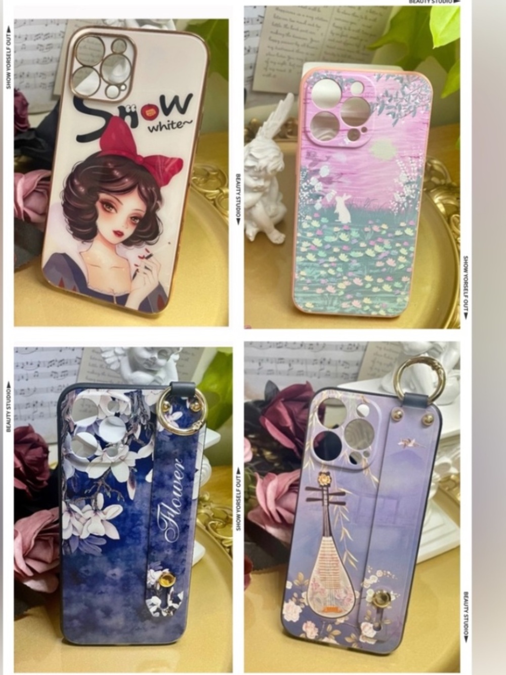 4 items.iPhone12/12promax/13/13PRO/13PROMAX cute case,cartoon case,vintage case